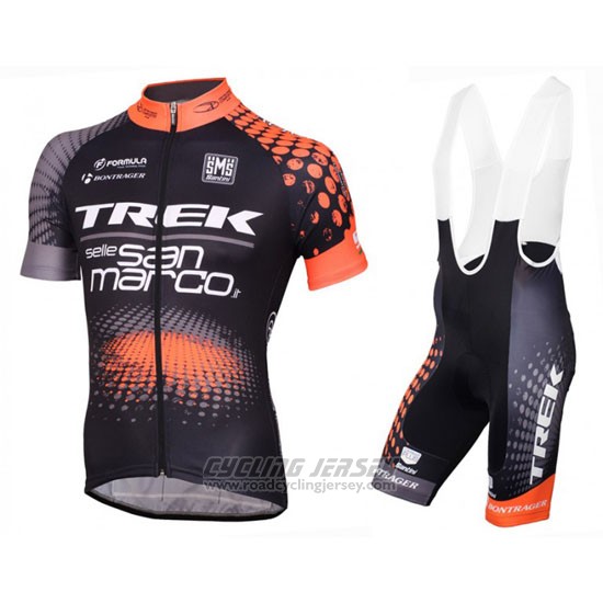 2016 Cycling Jersey Trek Selle San Marco Black and Orange Short Sleeve and Bib Short